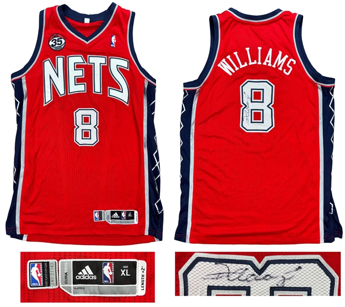 Deron Williams 2011-12 New Jersey Nets Game Worn Alternate Jersey - 35th Anniversary Patch