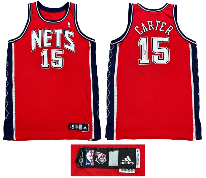 Vince Carter 2008-09 New Jersey Nets Photo Matched Game Worn & Signed Alternate Jersey - Matched to 8 Games, Season Long Wear (RGU Match LOA)