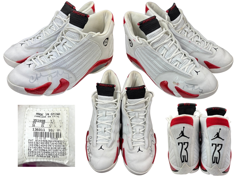 Charles Barkley 1998-99 Game Worn & Dual Signed Air Jordan XIV Sneakers