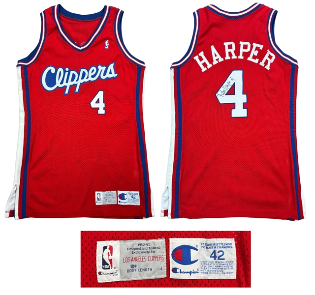 Ron Harper 1992-93 Los Angeles Clippers Game Worn & Signed Road Jersey