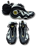 Kobe Bryant 1997 Rookie Playoff Debut Series Game Worn & Dual Signed Adidas Sneakers - Apparent Photo Match, Jazz Staff Provenance