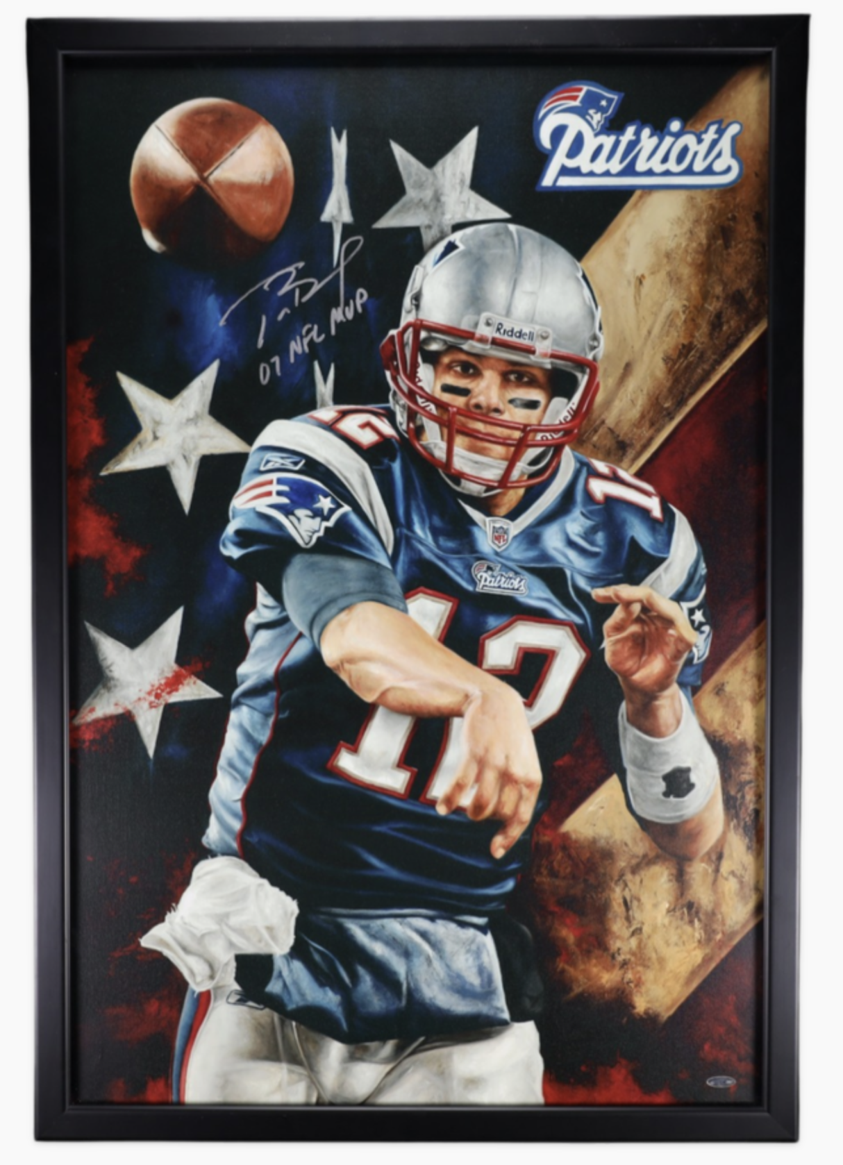 Tom Brady Signed "Unstoppable" Canvas Print by Justyn Farano (24" x 36") – Inscribed "07 NFL MVP" – G.O.A.T. Authentics LOA