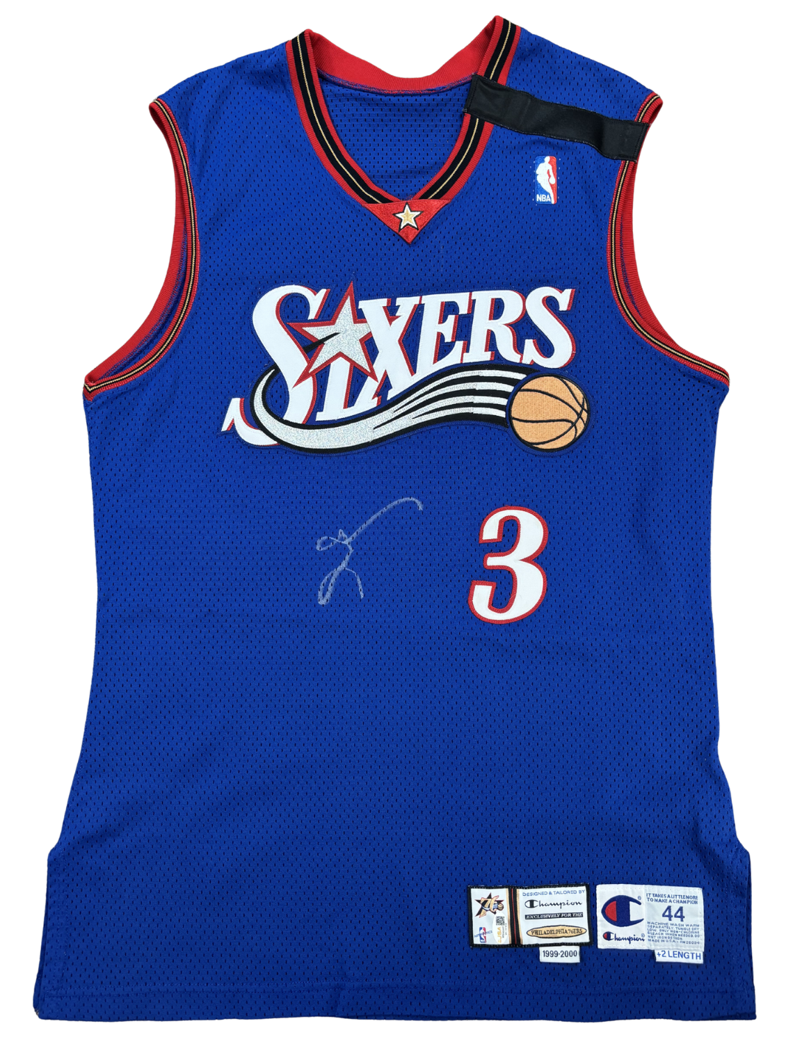 Allen Iverson 1999-00 Philadelphia 76ers Game Worn, Signed Road Jersey