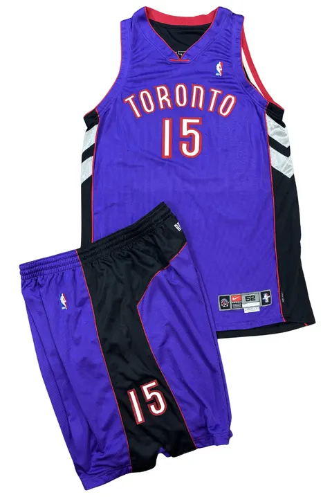 Vince Carter 2001-02 Toronto Raptors Game Worn Uniform (Jersey & Shorts) - Heavy Wear, Excellent Provenance