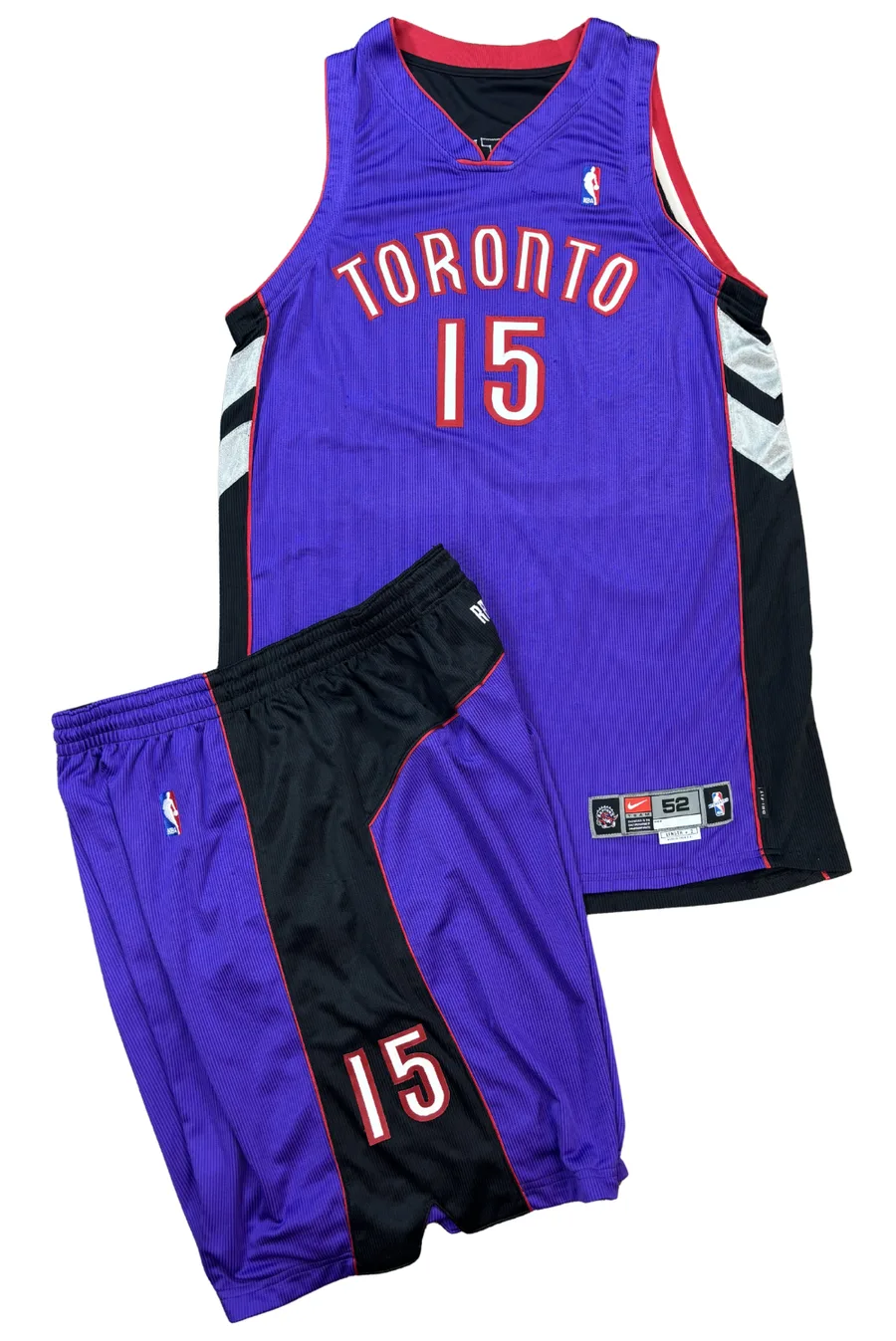 Vince Carter 2001-02 Toronto Raptors Game Worn Uniform (Jersey & Shorts) - Heavy Wear, Excellent Provenance